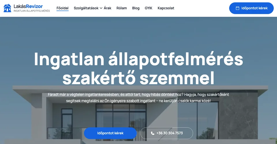LakásRevizor – ingatlan állapotfelmérés weboldal Budapest