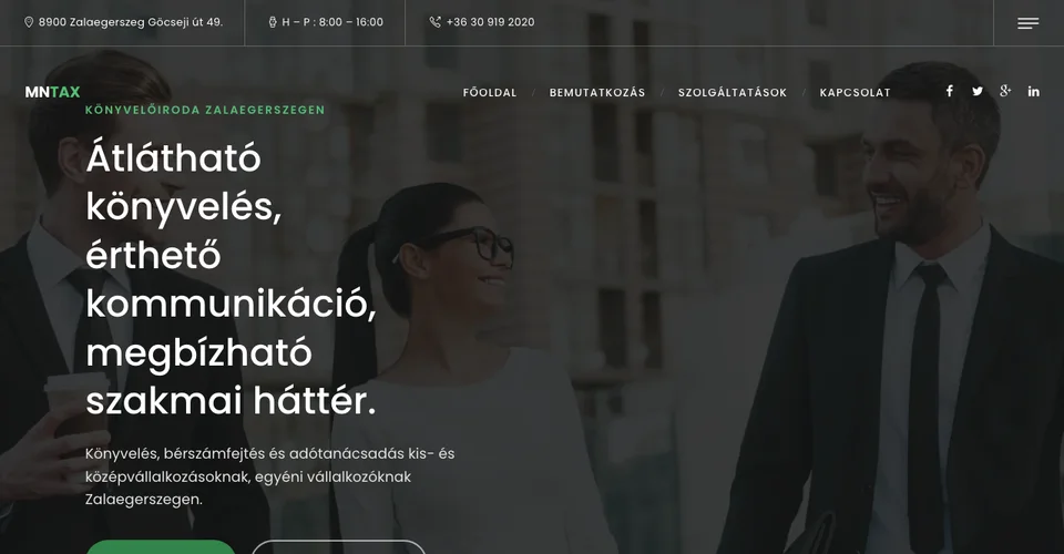 MNTAX – könyvelőiroda weboldal Zalaegerszeg