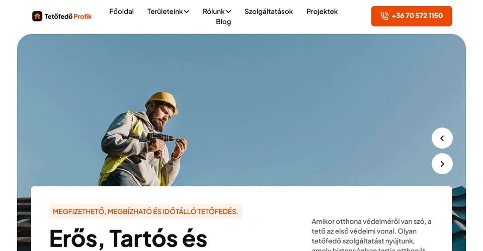 Tetőfedő Profik – tetőfedő weboldal